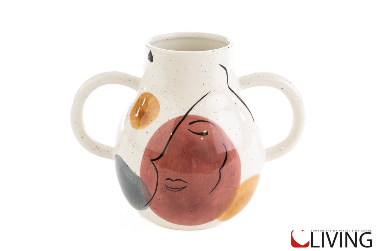 vaso viso donna porcellana con manici