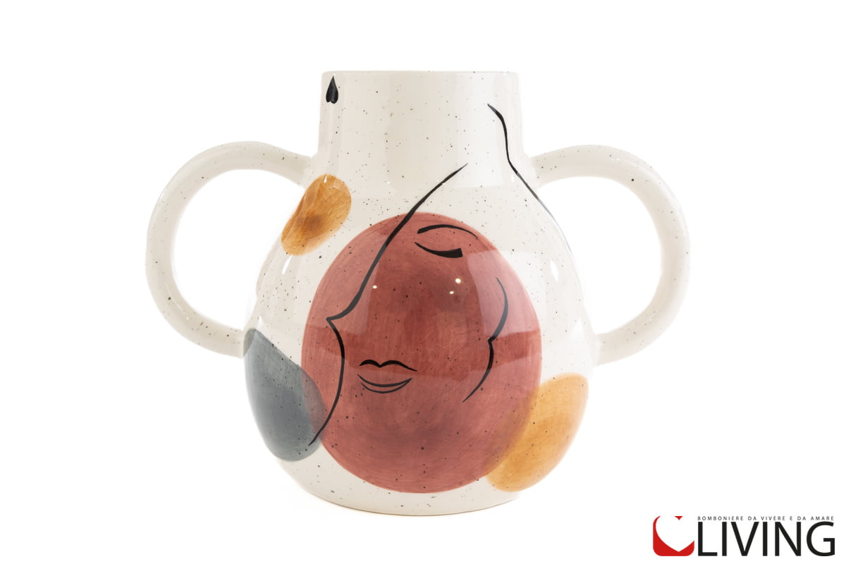 vaso viso donna porcellana con manici
