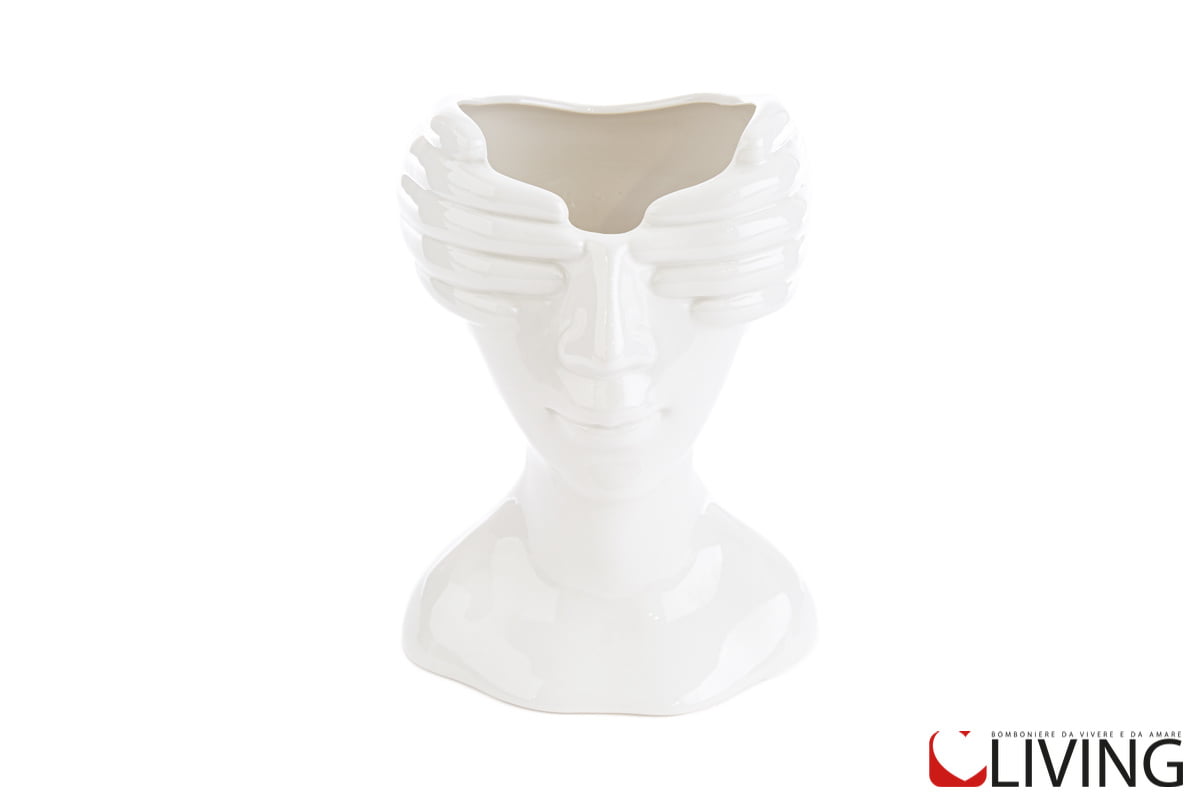 vaso viso uomo porcellana bianca