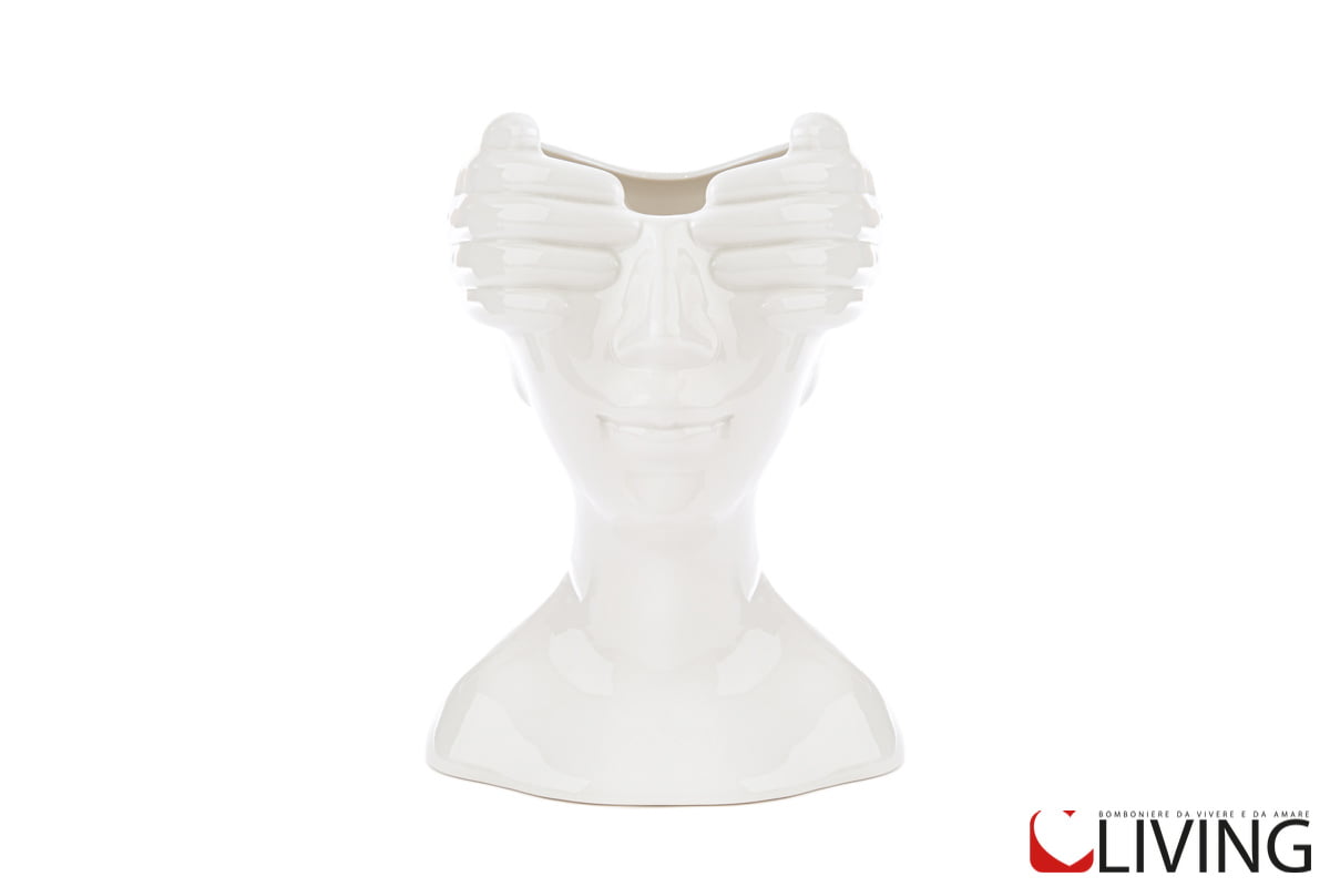 vaso viso uomo porcellana bianca