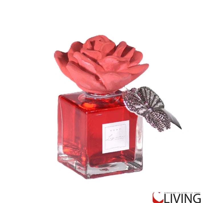 bomboniera profumatore in vetro con rosa in gesso